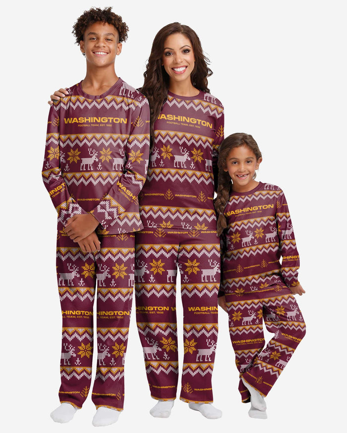 Washington Commanders Womens Ugly Pattern Family Holiday Pajamas FOCO - FOCO.com