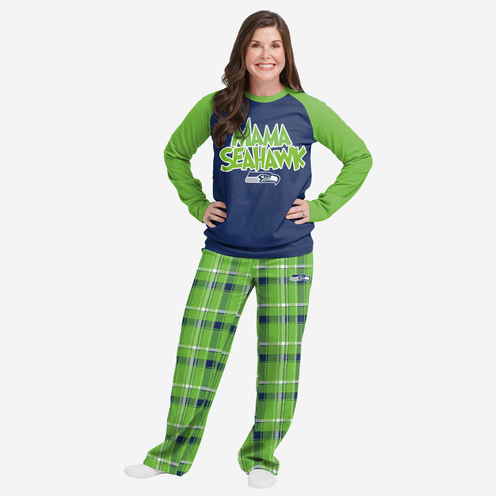 Seattle Seahawks Womens Plaid Family Holiday Pajamas FOCO S - FOCO.com