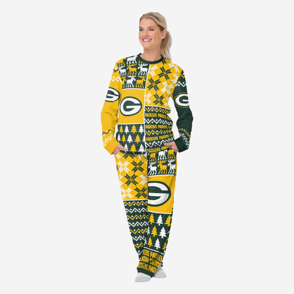 Green Bay Packers Womens Busy Block Family Holiday Pajamas FOCO S - FOCO.com