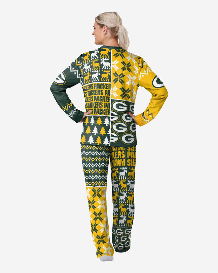 Green Bay Packers Womens Busy Block Family Holiday Pajamas FOCO - FOCO.com