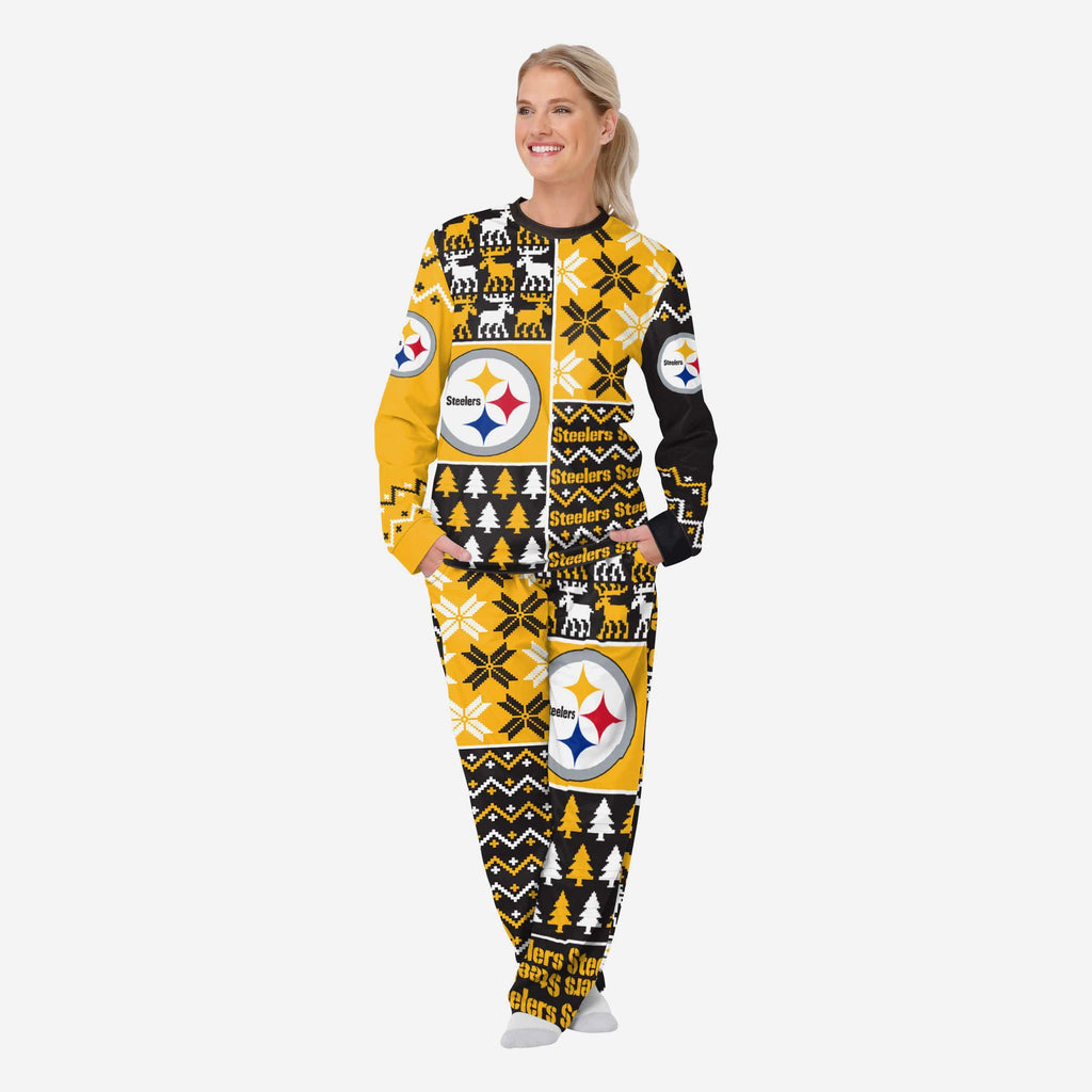 Pittsburgh Steelers Womens Busy Block Family Holiday Pajamas FOCO S - FOCO.com