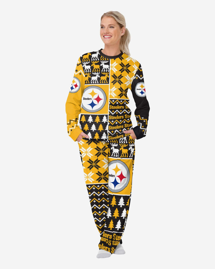 Pittsburgh Steelers Womens Busy Block Family Holiday Pajamas FOCO S - FOCO.com