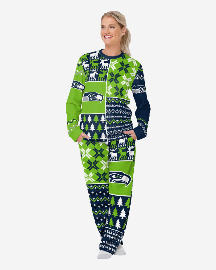 Seattle Seahawks Womens Busy Block Family Holiday Pajamas FOCO S - FOCO.com