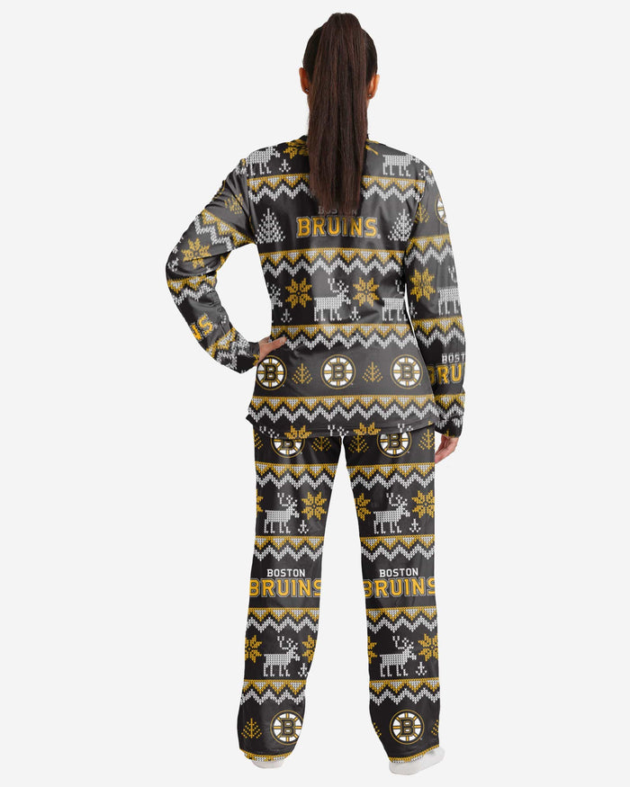 Boston Bruins Womens Ugly Pattern Family Holiday Pajamas FOCO - FOCO.com