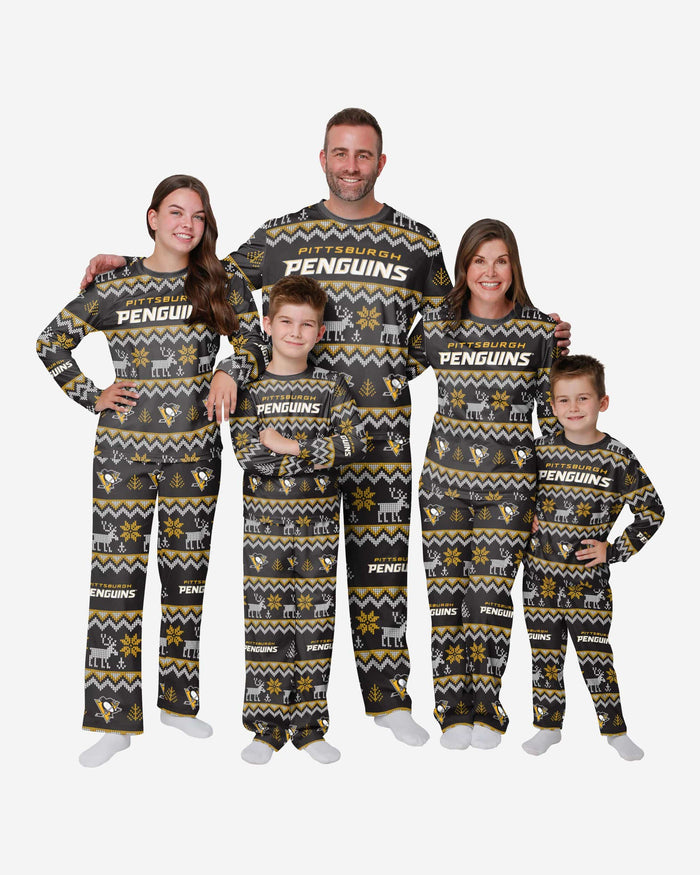 Pittsburgh Penguins Womens Ugly Pattern Family Holiday Pajamas FOCO - FOCO.com