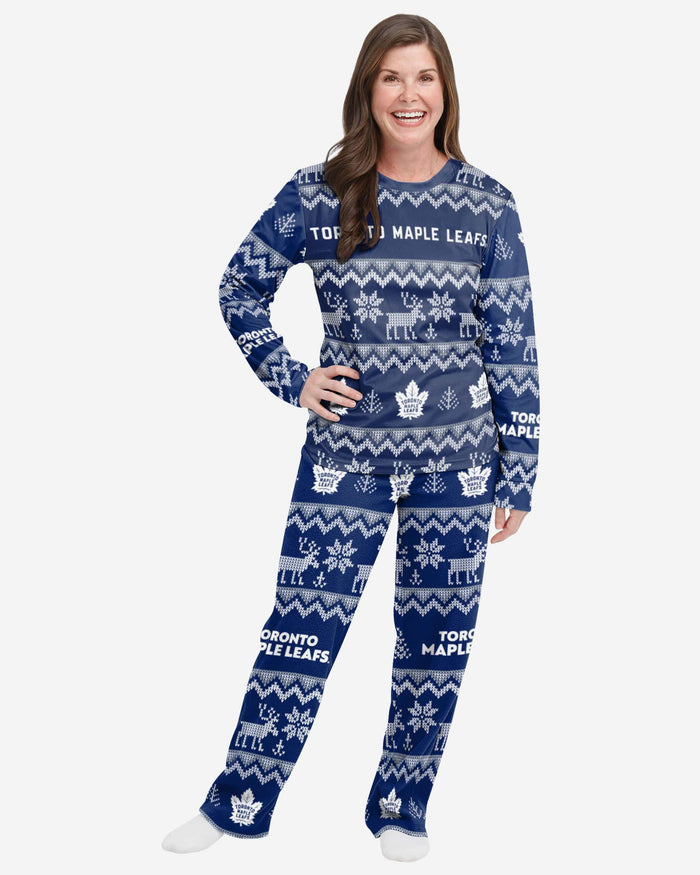 Toronto Maple Leafs Womens Ugly Pattern Family Holiday Pajamas FOCO S - FOCO.com