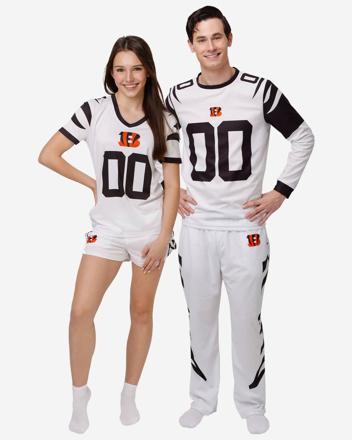 Cincinnati Bengals White Stripe Pajama Shirt FOCO - FOCO.com