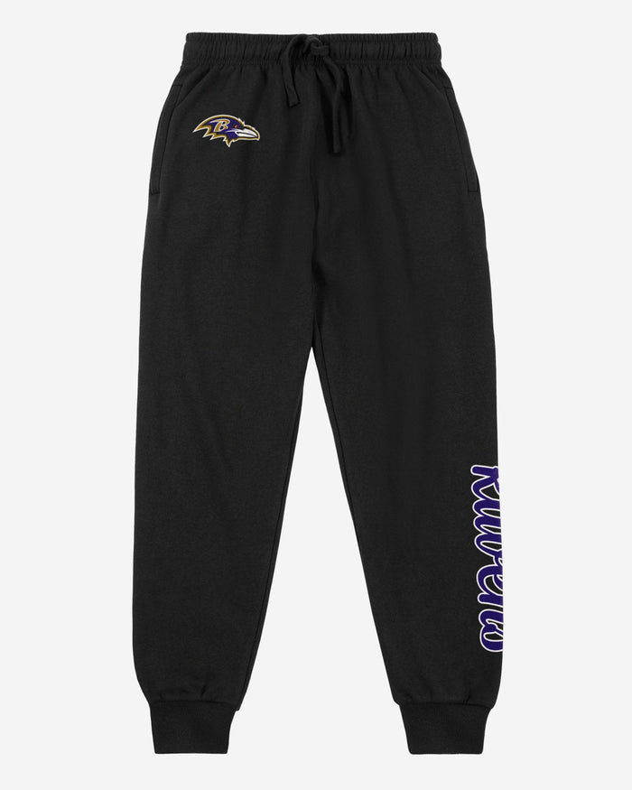 Baltimore Ravens Womens Script Wordmark Black Joggers FOCO - FOCO.com