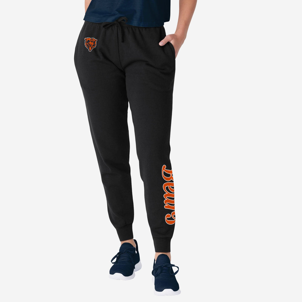 Chicago Bears Womens Script Wordmark Black Joggers FOCO S - FOCO.com