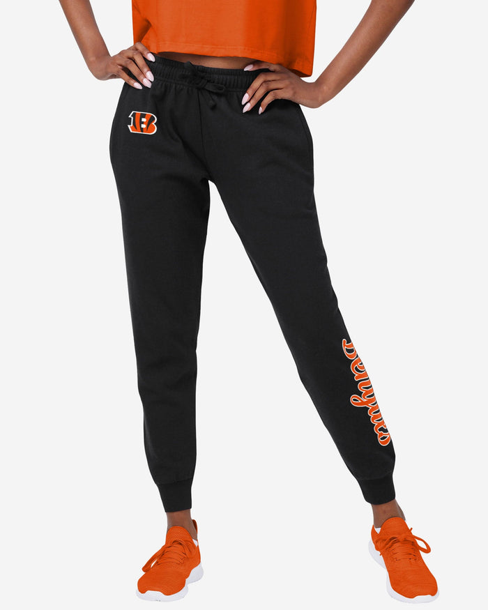 Cincinnati Bengals Womens Script Wordmark Black Joggers FOCO S - FOCO.com