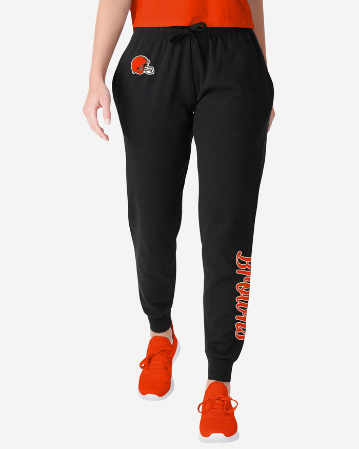 Cleveland Browns Womens Script Wordmark Black Joggers FOCO S - FOCO.com