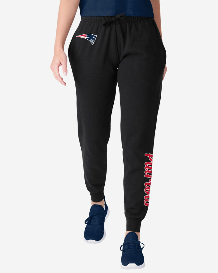 New England Patriots Womens Script Wordmark Black Joggers FOCO S - FOCO.com