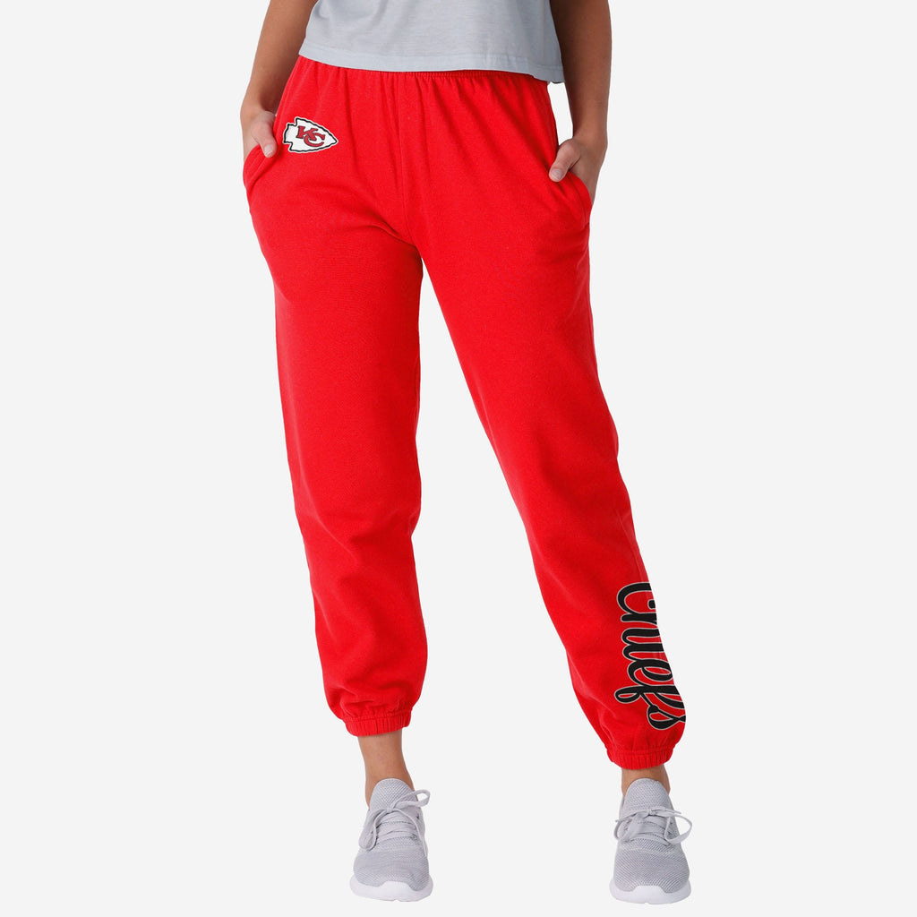 Kansas City Chiefs Womens Script Wordmark Team Color Sweatpants FOCO S - FOCO.com