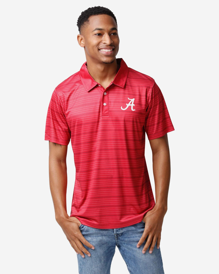 Alabama Crimson Tide Striped Polyester Polo FOCO S - FOCO.com