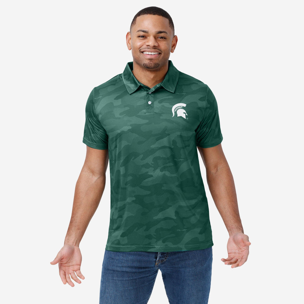 Michigan State Spartans Color Camo Polyester Polo FOCO S - FOCO.com