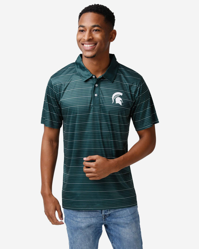 Michigan State Spartans Striped Polyester Polo FOCO S - FOCO.com