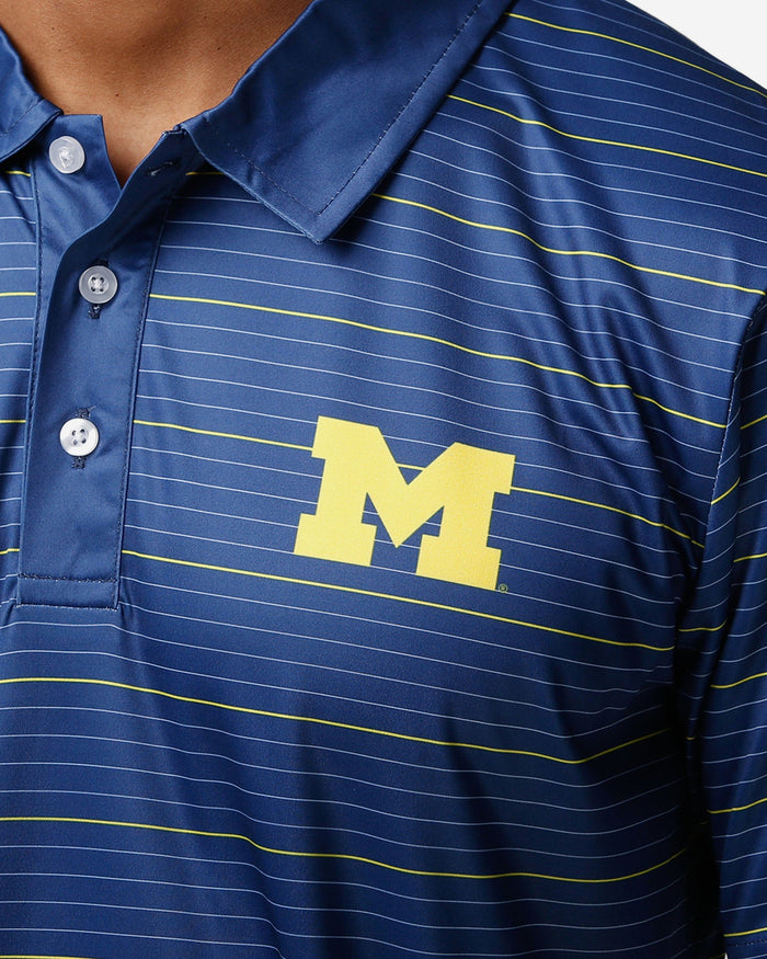 Michigan Wolverines Striped Polyester Polo FOCO - FOCO.com