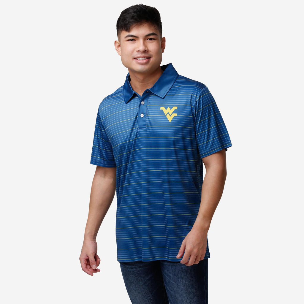 West Virginia Mountaineers Striped Polyester Polo FOCO S - FOCO.com