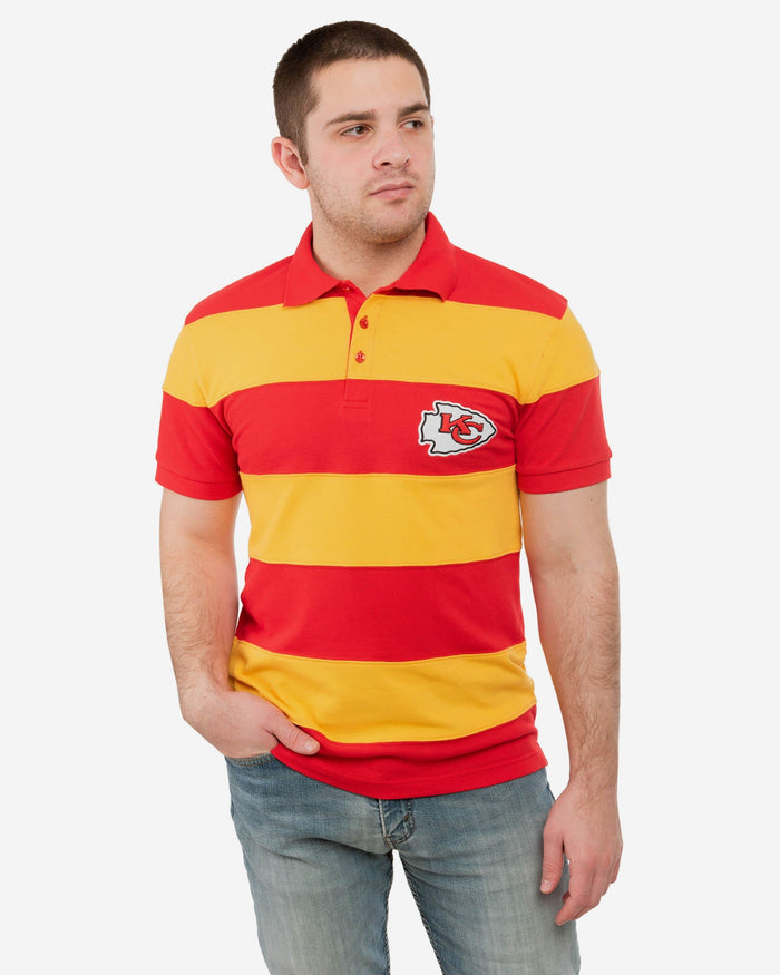 Kansas City Chiefs Rugby Stripe Polo FOCO S - FOCO.com