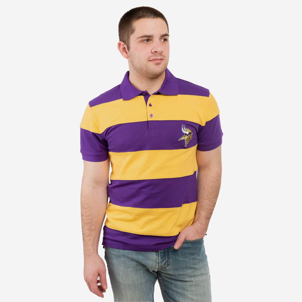 Minnesota Vikings Rugby Stripe Polo FOCO S - FOCO.com