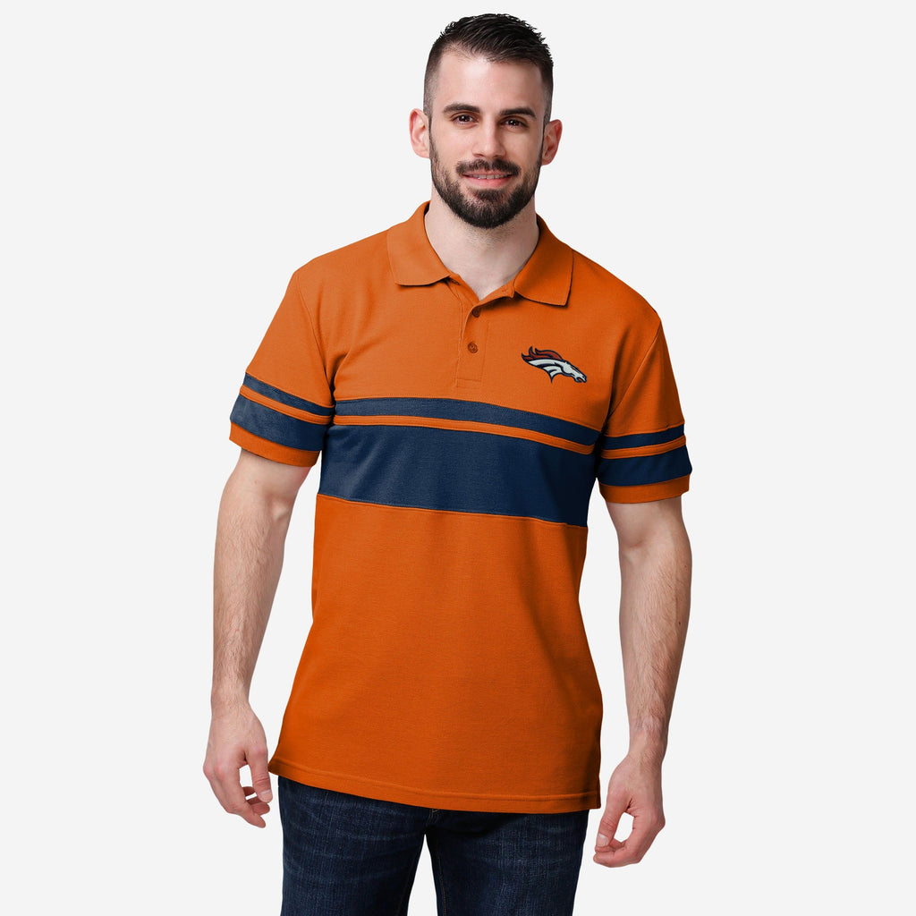 Denver Broncos Cotton Stripe Polo FOCO S - FOCO.com