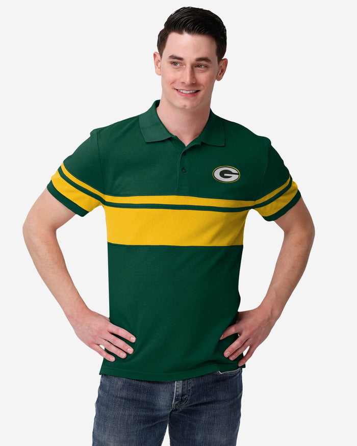 Green Bay Packers Cotton Stripe Polo FOCO S - FOCO.com