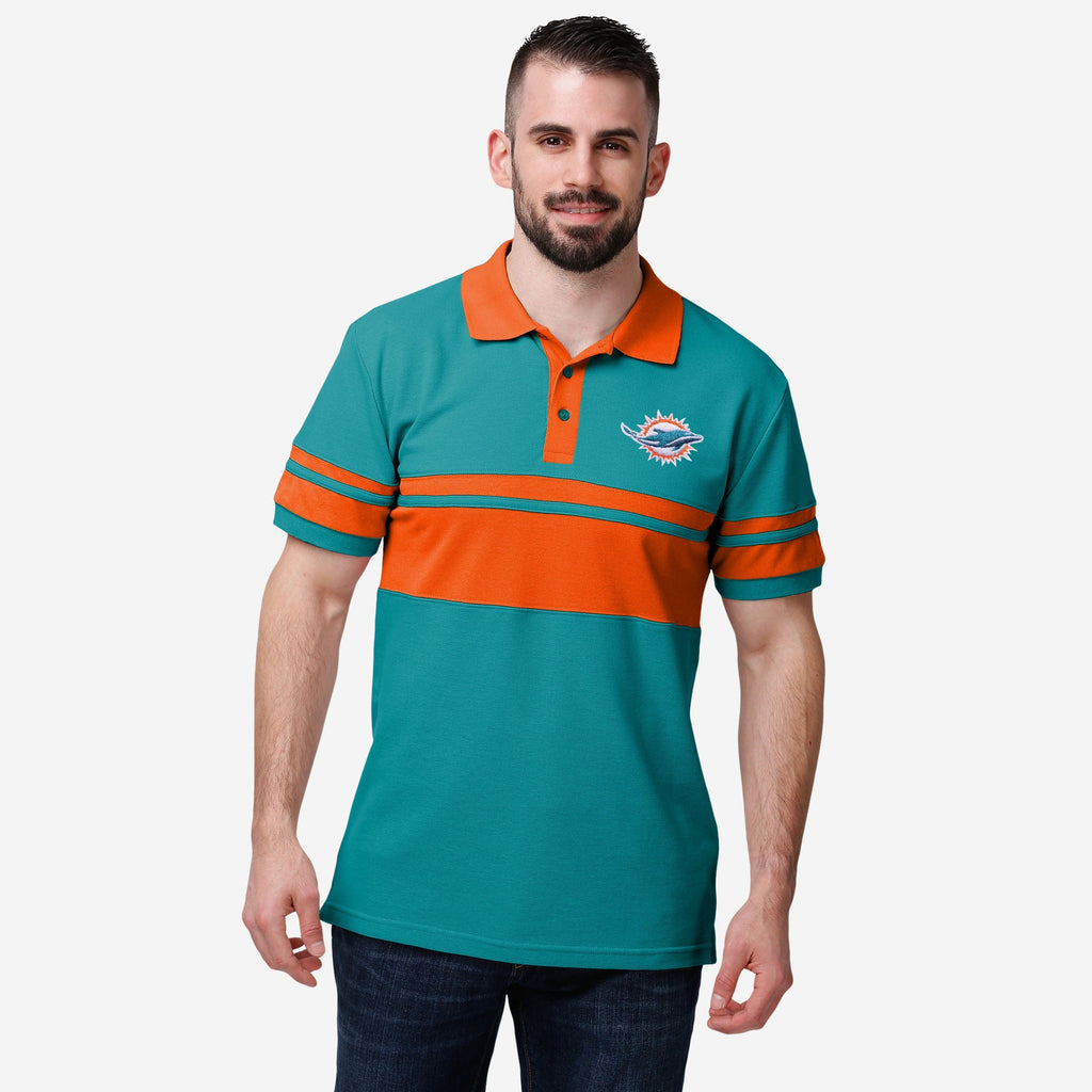 Miami Dolphins Cotton Stripe Polo FOCO S - FOCO.com