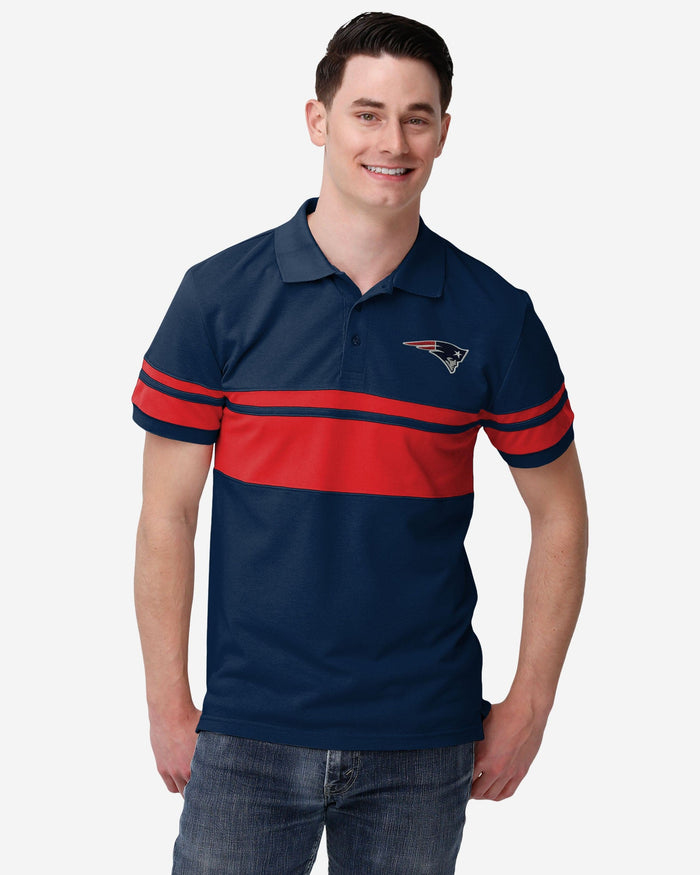 New England Patriots Cotton Stripe Polo FOCO M - FOCO.com