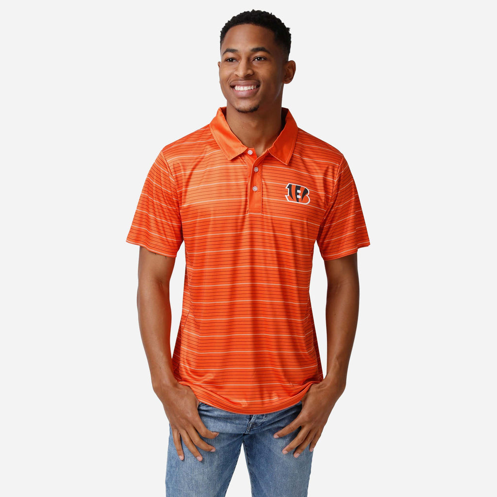 Cincinnati Bengals Striped Polyester Polo FOCO S - FOCO.com