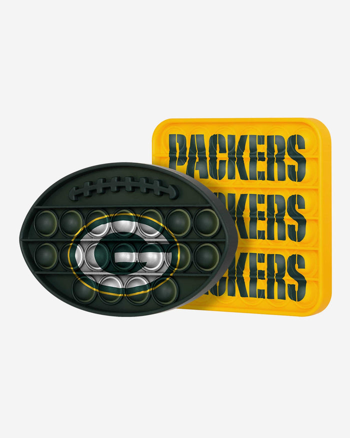 Green Bay Packers 2 Pack Ball & Square Push-Itz Fidget FOCO - FOCO.com