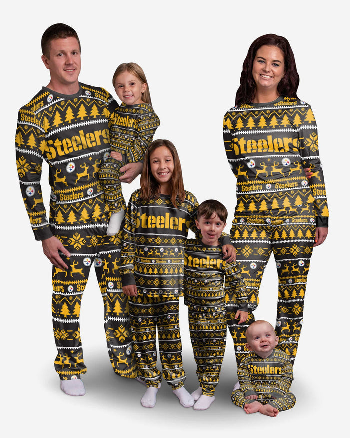 Pittsburgh Steelers Youth Family Holiday Pajamas FOCO - FOCO.com