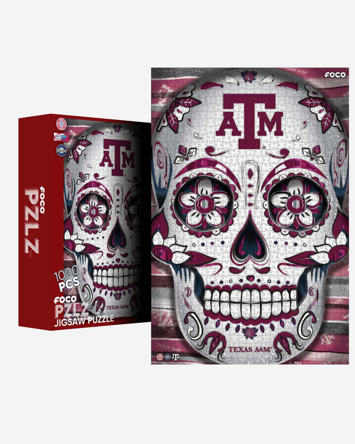 Texas A&M Aggies Sugar Skull 1000 Piece Jigsaw Puzzle PZLZ FOCO - FOCO.com