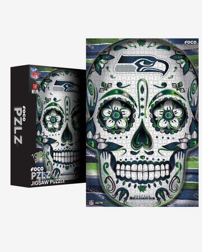 Seattle Seahawks Sugar Skull 1000 Piece Jigsaw Puzzle PZLZ FOCO - FOCO.com