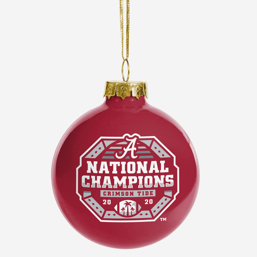 Alabama Crimson Tide 2020 Football National Champions Glass Ball Ornament FOCO - FOCO.com
