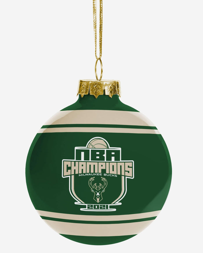 Milwaukee Bucks 2021 NBA Champions Glass Ball Ornament FOCO - FOCO.com