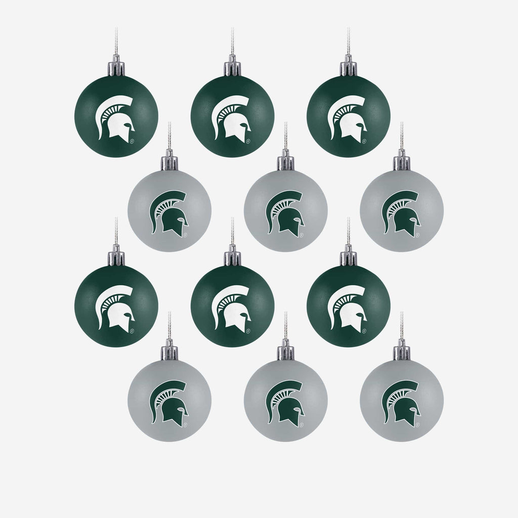 Michigan State Spartans 12 Pack Ball Ornament Set FOCO - FOCO.com