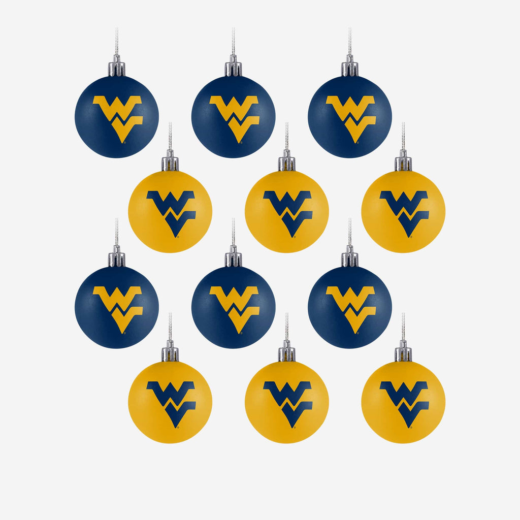 West Virginia Mountaineers 12 Pack Ball Ornament Set FOCO - FOCO.com