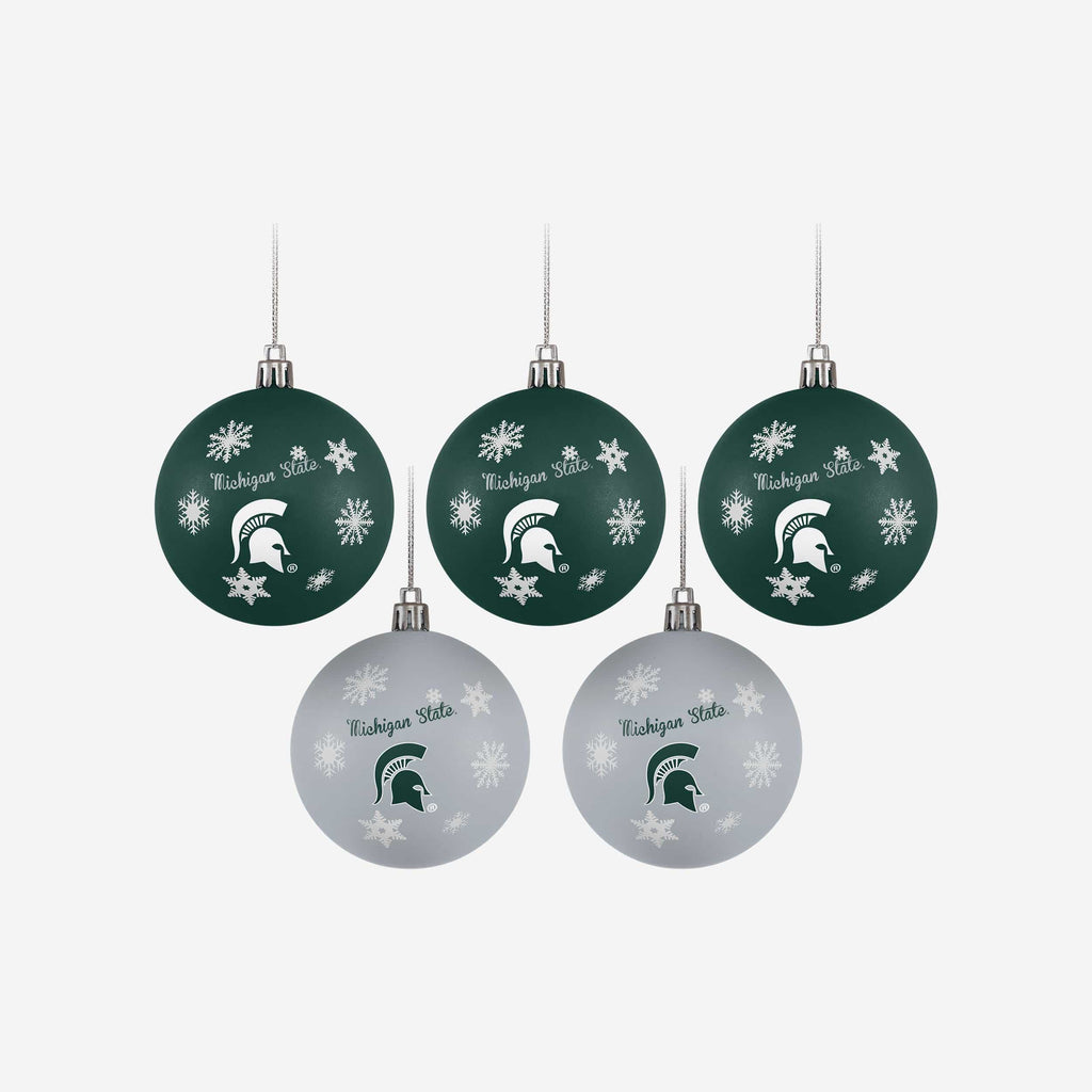 Michigan State Spartans 5 Pack Shatterproof Ball Ornament Set FOCO - FOCO.com