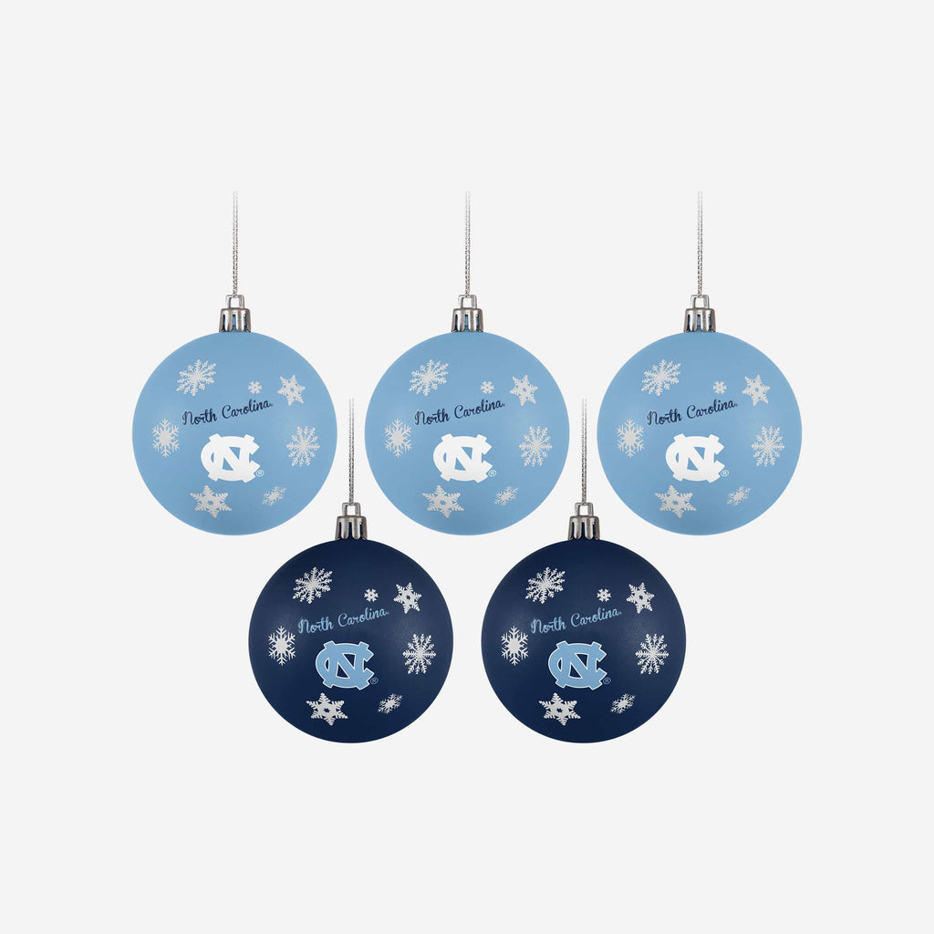 North Carolina Tar Heels 5 Pack Shatterproof Ball Ornament Set FOCO - FOCO.com