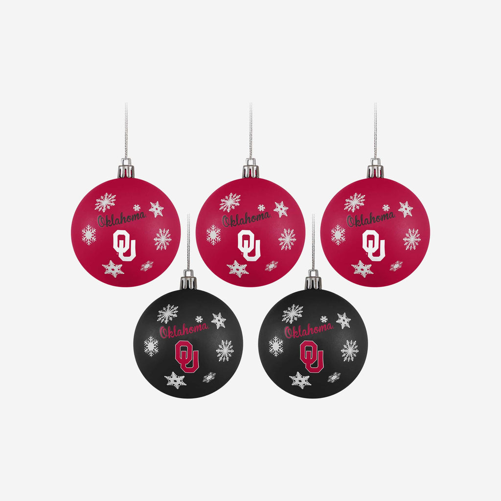Oklahoma Sooners 5 Pack Shatterproof Ball Ornament Set FOCO - FOCO.com