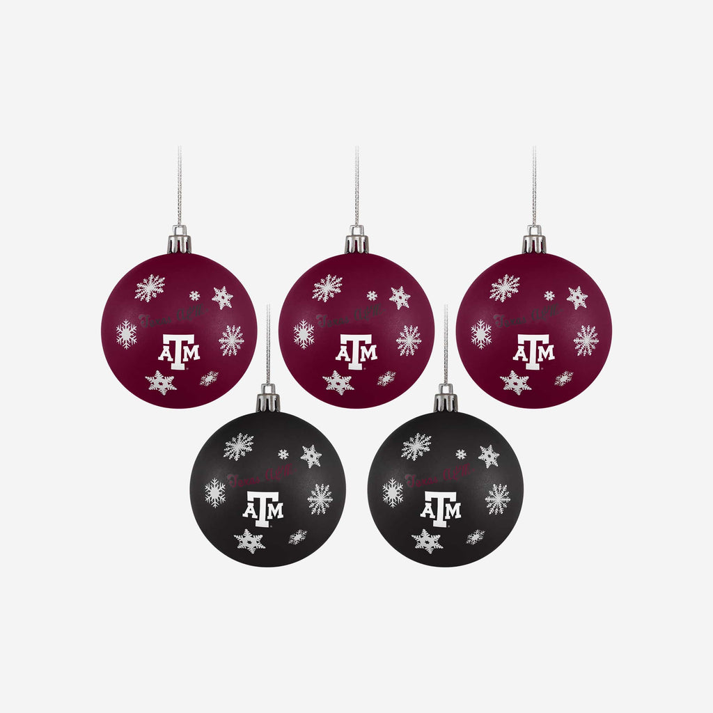 Texas A&M Aggies 5 Pack Shatterproof Ball Ornament Set FOCO - FOCO.com