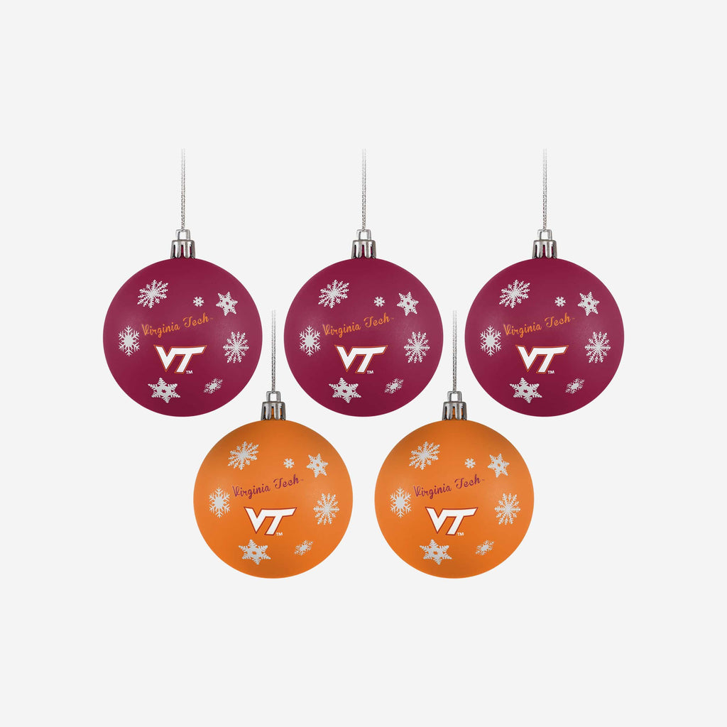 Virginia Tech Hokies 5 Pack Shatterproof Ball Ornament Set FOCO - FOCO.com