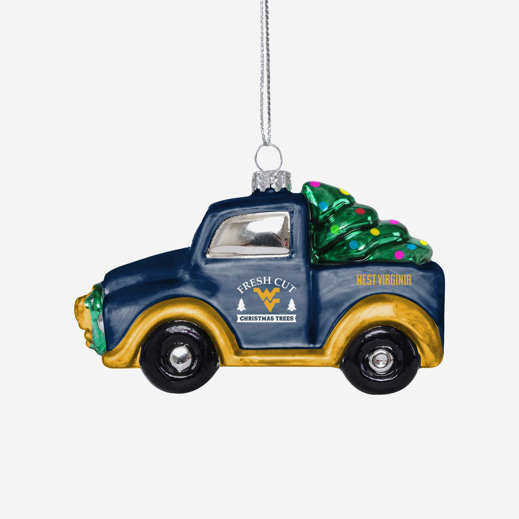 West Virginia Mountaineers Blown Glass Truck Ornament FOCO - FOCO.com