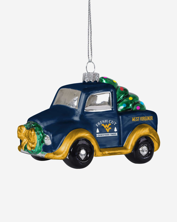 West Virginia Mountaineers Blown Glass Truck Ornament FOCO - FOCO.com