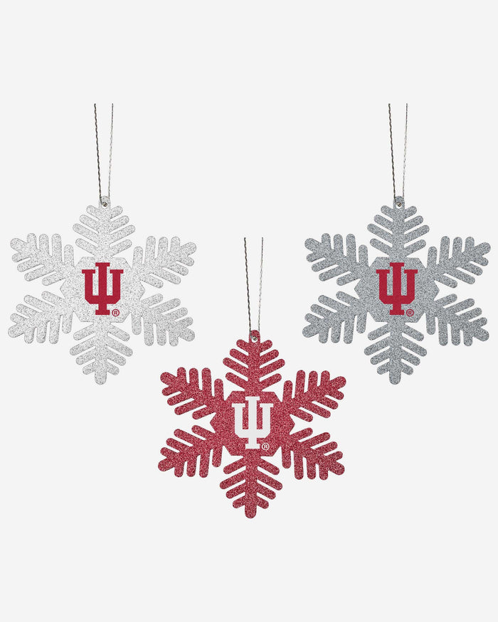 Indiana Hoosiers 3 Pack Metal Glitter Snowflake Ornament FOCO - FOCO.com