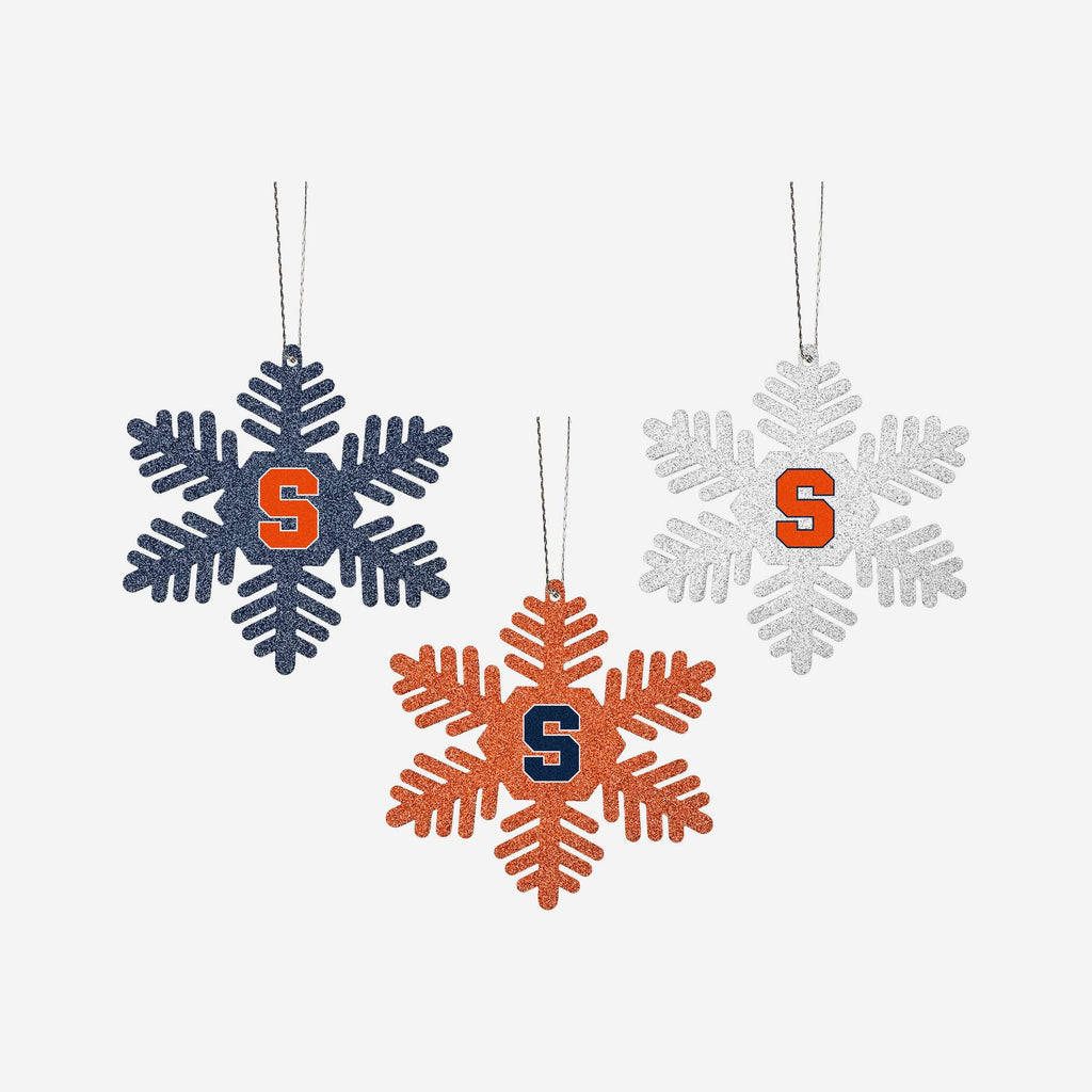 Syracuse Orange 3 Pack Metal Glitter Snowflake Ornament FOCO - FOCO.com
