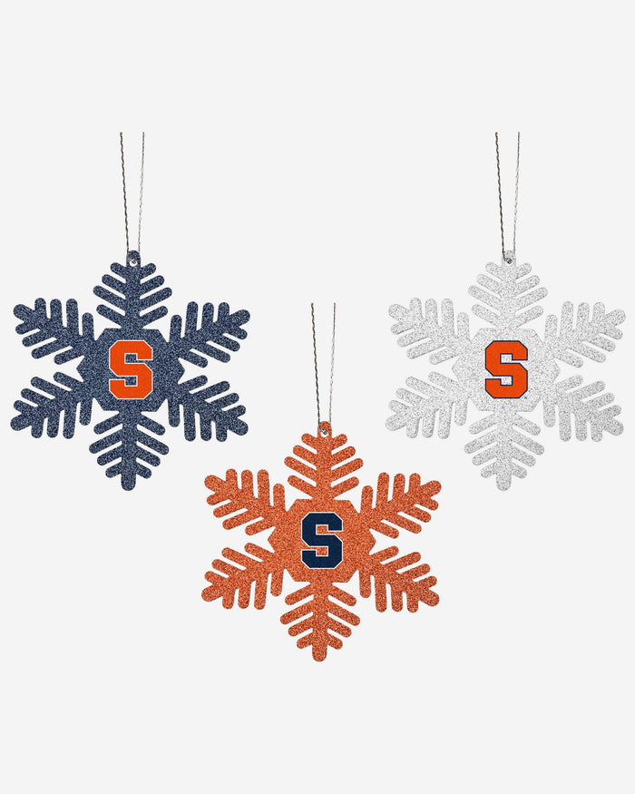 Syracuse Orange 3 Pack Metal Glitter Snowflake Ornament FOCO - FOCO.com