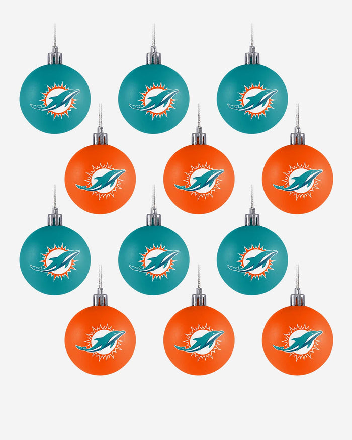 Miami Dolphins 12 Pack Ball Ornament Set FOCO - FOCO.com