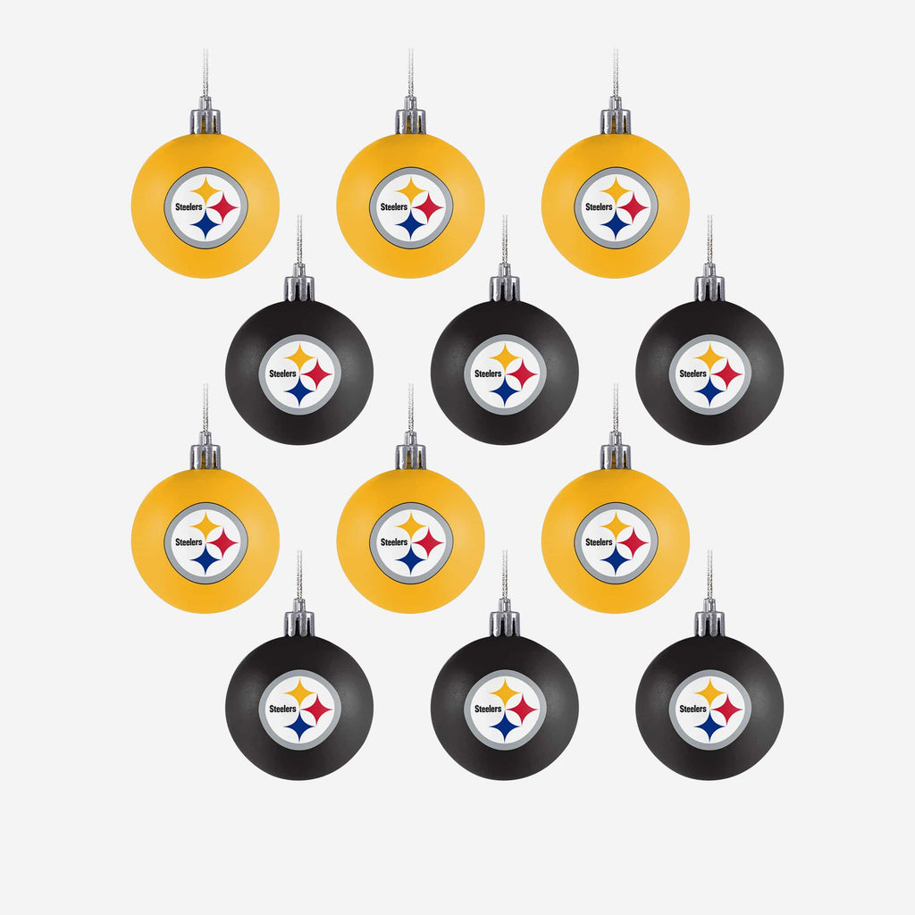 Pittsburgh Steelers 12 Pack Ball Ornament Set FOCO - FOCO.com