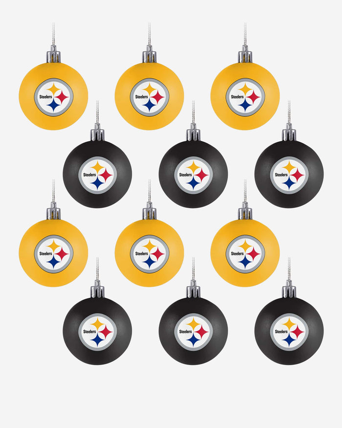 Pittsburgh Steelers 12 Pack Ball Ornament Set FOCO - FOCO.com